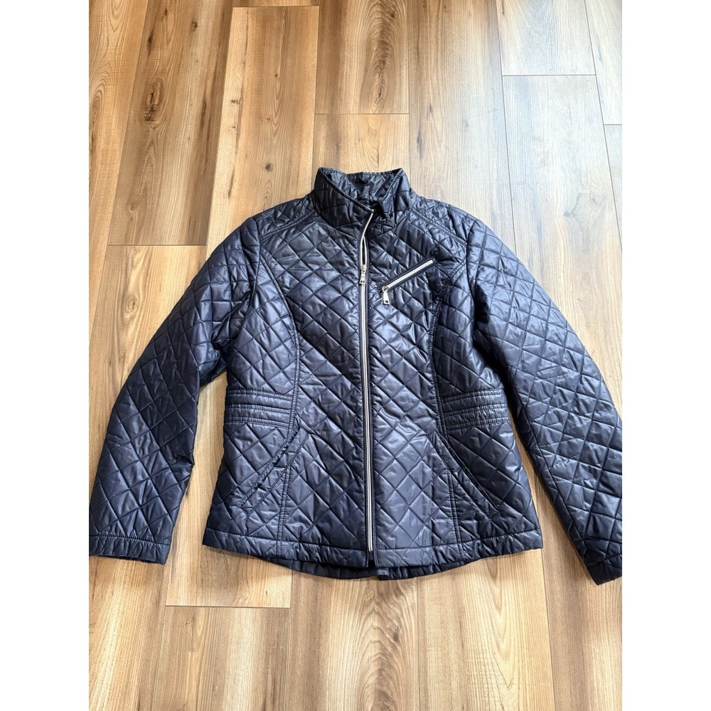 Laundry By Design Quilted Spring Jacket Coat Navy Blue Women's Large Preppy‎